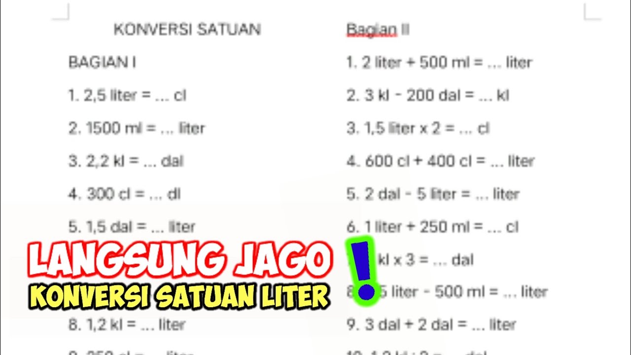 KONVERSI SATUAN LITER
