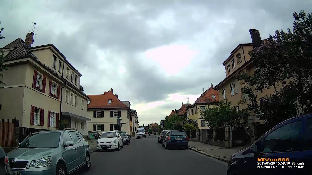 D: Stadt Bayreuth. Fahrt durch die Innenstadt und das Gebiet um den Hofgarten. Mai 2015
