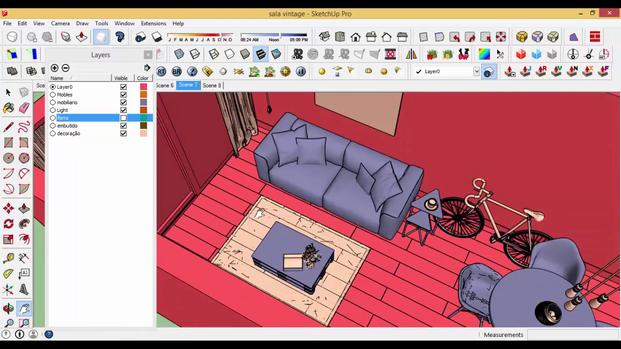 Curso modelagem Sketchup - BM maquetes - Aula 07 - Layers