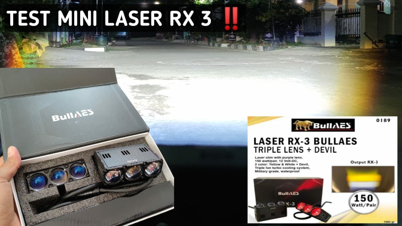 Mini Laser RX-3 BullAes‼️Led Foglamp Tambahan 3 Mata