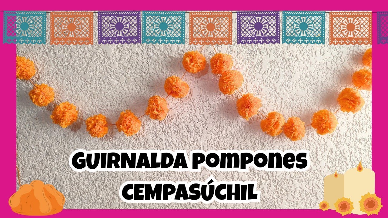 GUIRNALDA DE FLORES DE CEMPASUCHIL DE PAPEL 
