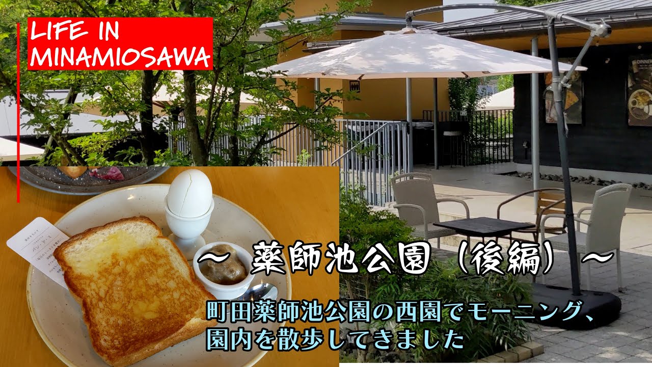 【町田薬師池公園】（後編）：南大沢駅から車でドライブ、薬師池公園の西園を散歩、おしゃれなカフェレストラン「44APARTMENT」でモーニング。 #薬師池公園 #こがさかベイク