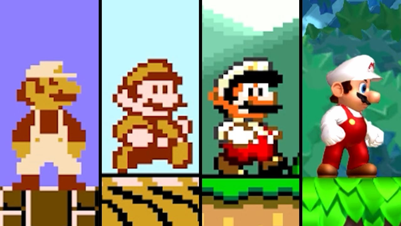 Evolution of Fire Flower in Super Mario (1985-2022)
