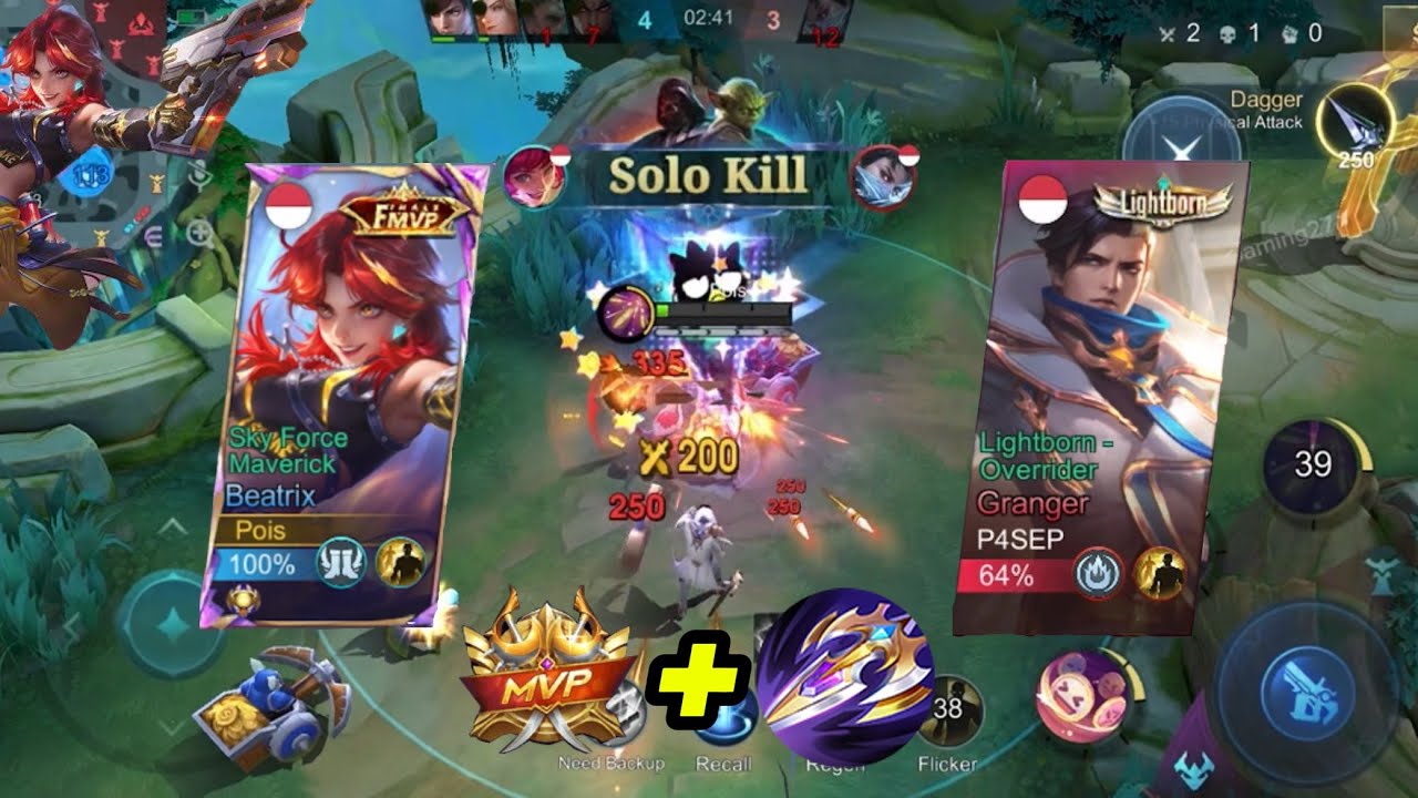 top global beatrix, Mantap!! duel satu lane lawan granger 🔥🔥, demage early game sakit juga ☠️☠️