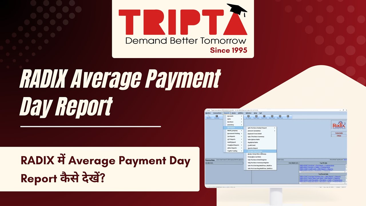 How to Generate Average Payment Day Report in RADIX | Step-by-Step Tutorial