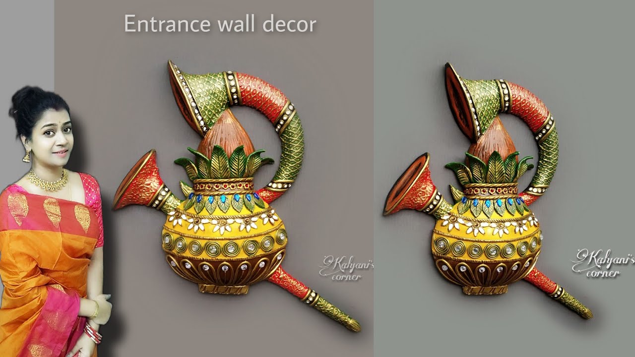 Kalash shehnai wall hanging craft for diwali | Home decor ideas | best out of waste