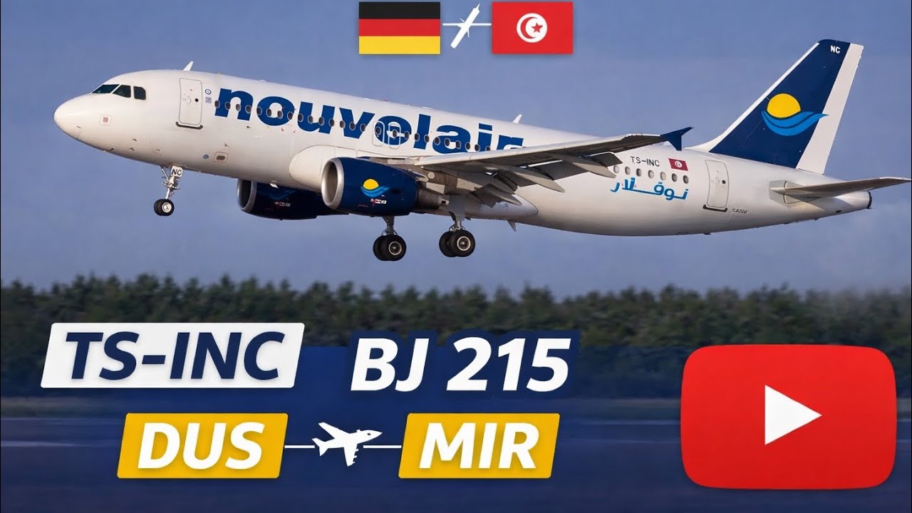 Düsseldorf - Monastir TS-INC BJ 215 🇩🇪-🇹🇳 Airbus A320-214 :) best cabin crew (:👩‍✈️ 