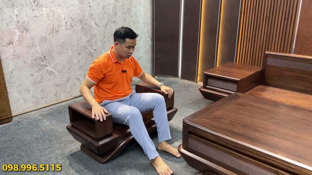 SOFA GỖ MUN SƠN MÀU ÓC CHÓ | NỘI THẤT GỖ MUN MẪU CHÂN THUYỀN MỚI | SOFA GỖ MUN PHÒNG KHÁCH CAO CẤP