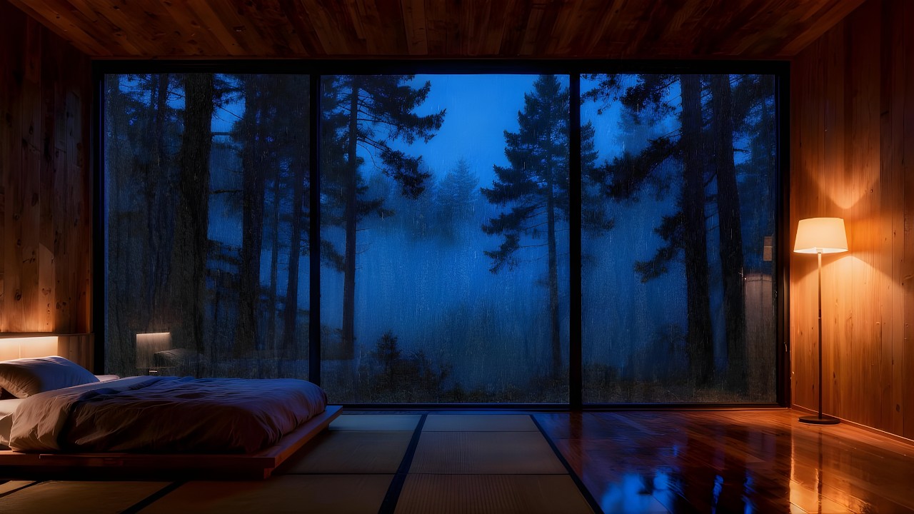 Soft Rain Sounds on Window 🌧️ Relaxing Night Ambience for Sleep (12 Hours)