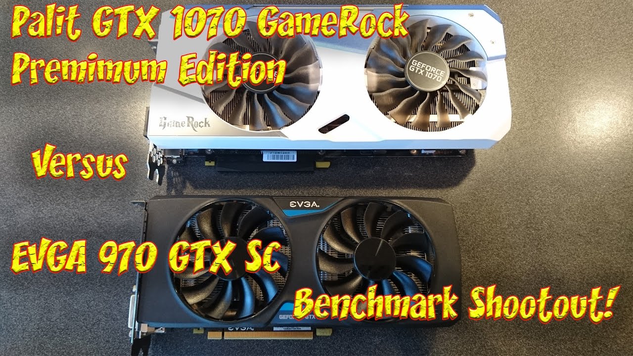 Palit GTX 1070 Gamerock Premium Edition v EVGA GTX 970 SC Benchmark Comparison Video