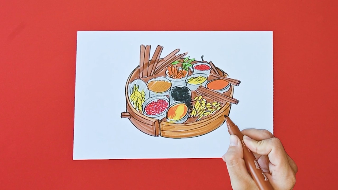 How to draw a traditional spice box