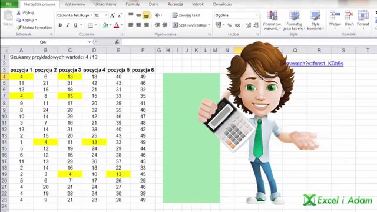 Excel - Analiza lotto ile razy pojawiły się razem wybrane liczby MACIERZ.ILOCZYN - porada #254