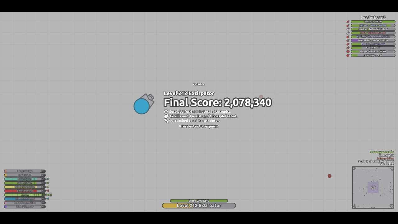My favorite tank in woomy.arras.io 2 million score