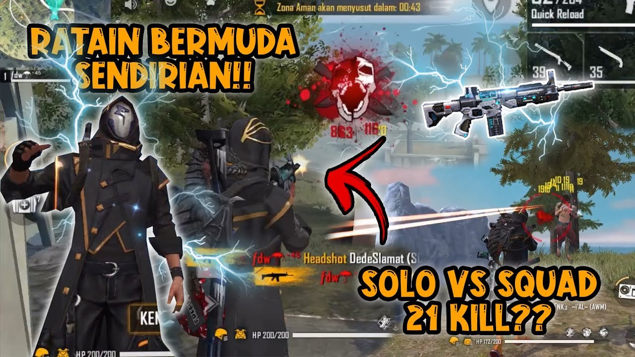 BERBURU PLAYER SONGONG DIBERMUDA?! SOLO Vs SQUAD 21 KILL!!
