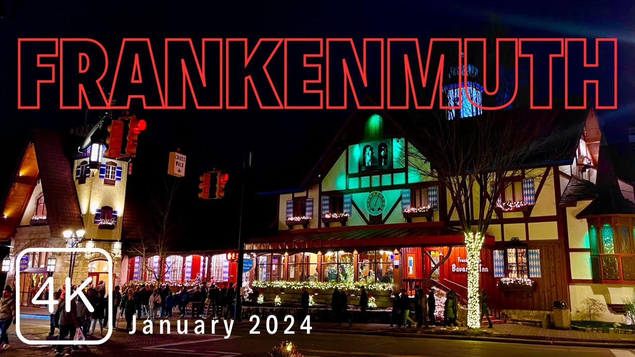 A Winter's Night Walk in Frankenmuth, Michigan USA