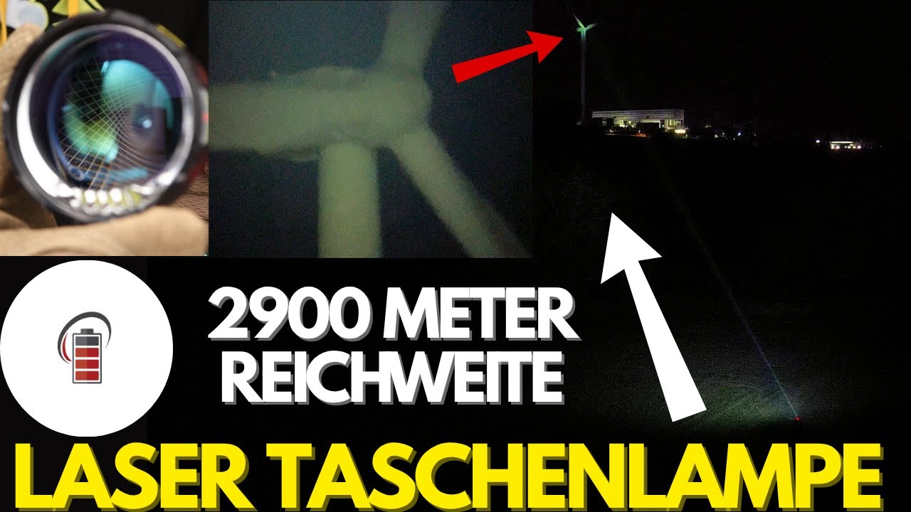 Laser LEP Taschenlampe vs Windrad in 700 Metern