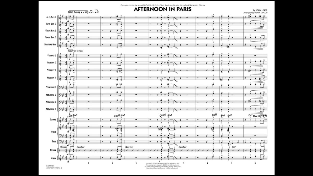 Afternoon in Paris by John Lewis/arr. Mark Taylor
