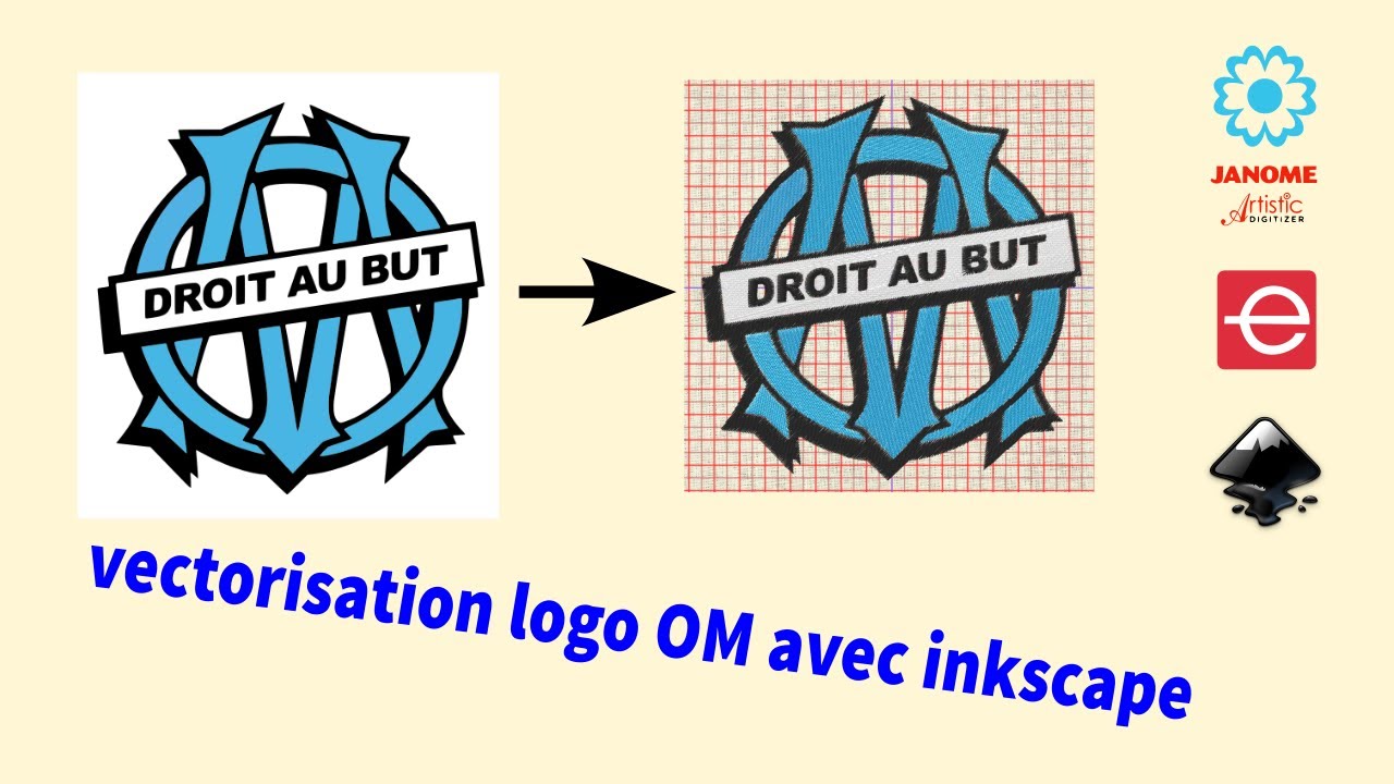 vectorisation du logo de l'OM avec inkscape pour le logiciel exubérance ou artistic digitizer