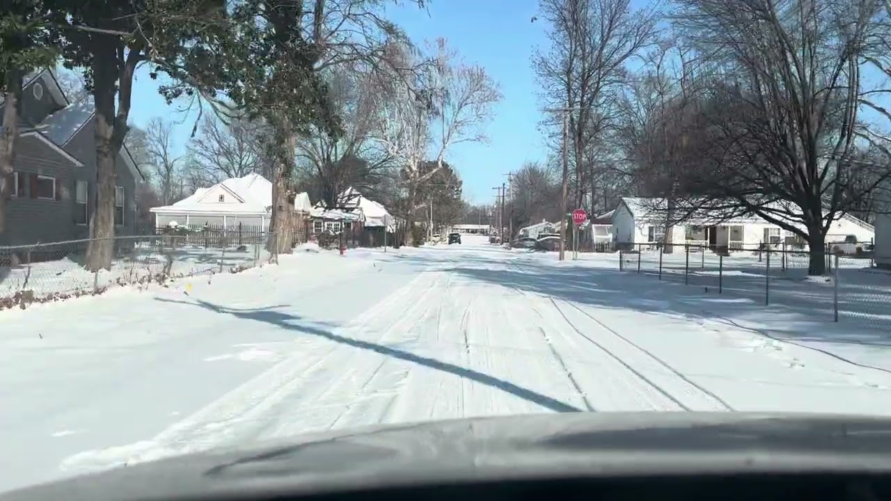 Driving in the snow.