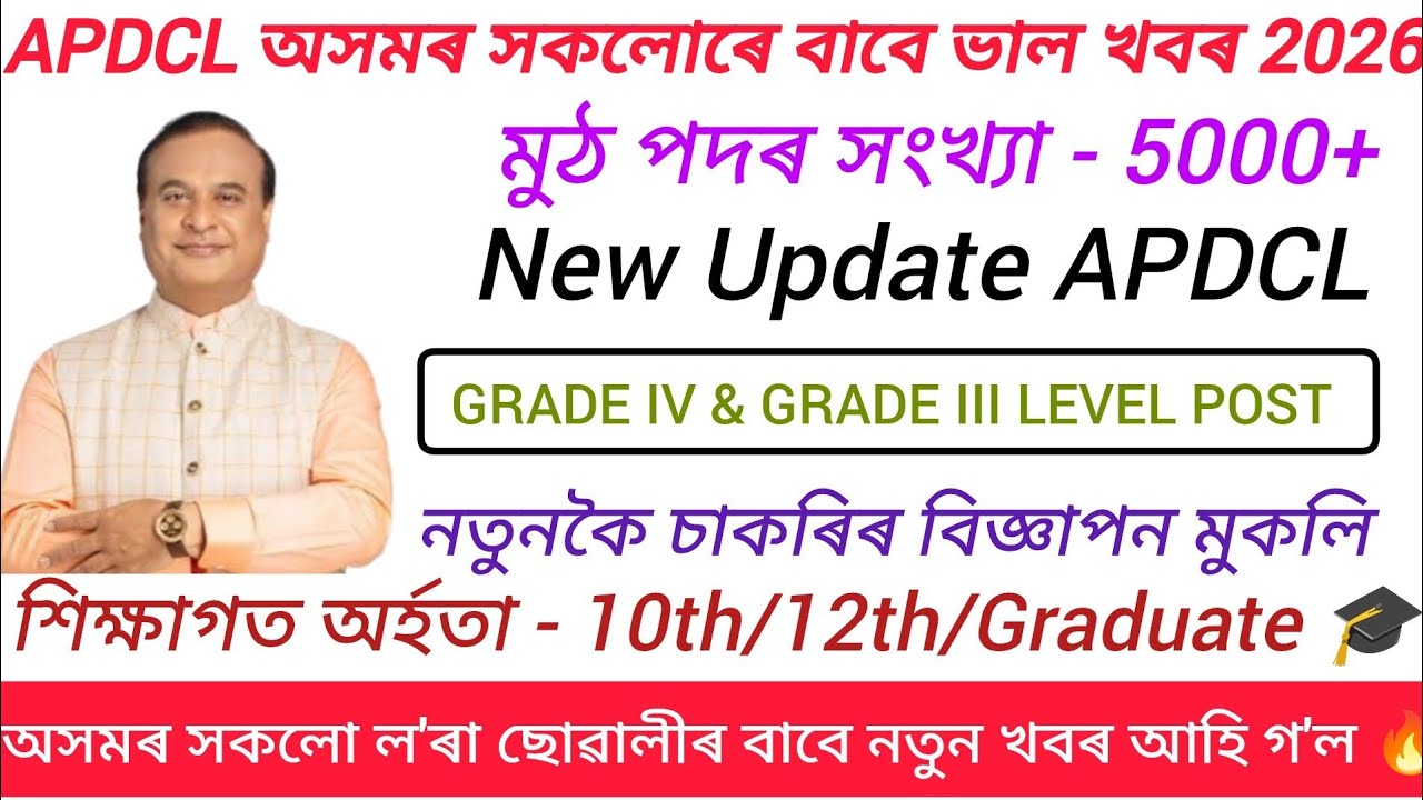 APDCL NEW RECRUITMENT 2026 / Assam New recruitment Vacancy job's in Assam New recruitment 