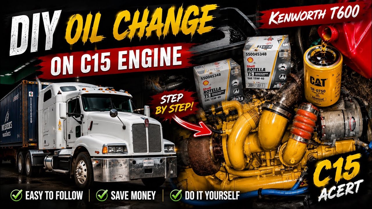 Как заменить масло в двигателе Caterpillar C15 | Kenworth 2005 года | Пошаговая инструкция своими...
