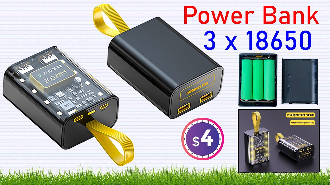 Portable 18650 Battery Charger DIY Power Bank Box Charging Case With LED Light | Nothing Power Bank
