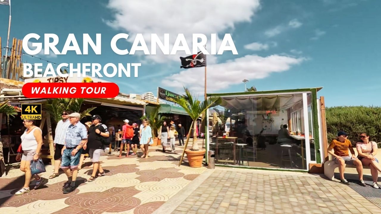 🏝️ Gran Canaria Beachfront Walk | Playa del Inglés & Maspalomas | 4K Walking Tour