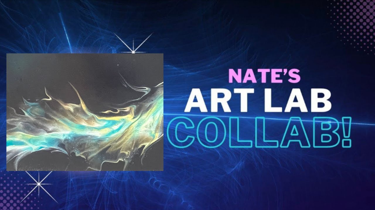 Blue & Gold Old School Finger Painting! Nate's Art Collab January Challenge #dutchpour