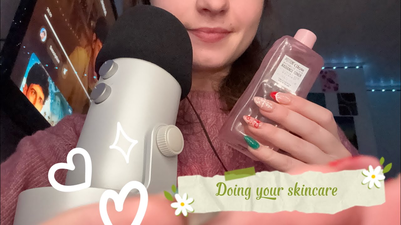 ASMR Doing Your Skincare (Tapping, scratching, personal attention) 
