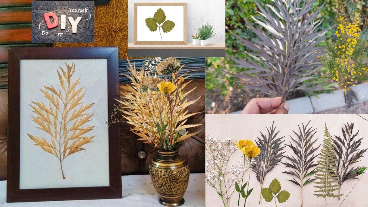 DIY || Dry leaf & Flowers wall Art || No cost Home Decor 🏠