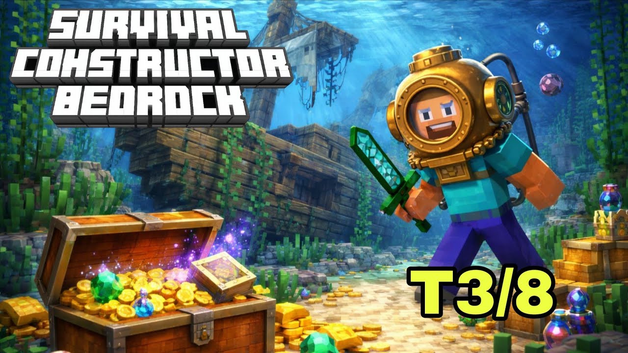 EL BARCO LA ATLANTIS Y UN TESORO en SURVIVAL CONSTRUCTOR BEDROCK T3/8