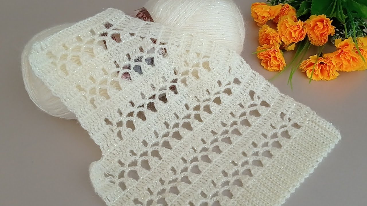 Sadece 2 sıra! çok basit model Tığ işi yelek etol şal kol yaka kesimi✔️Crochet stitch Стежок крючком