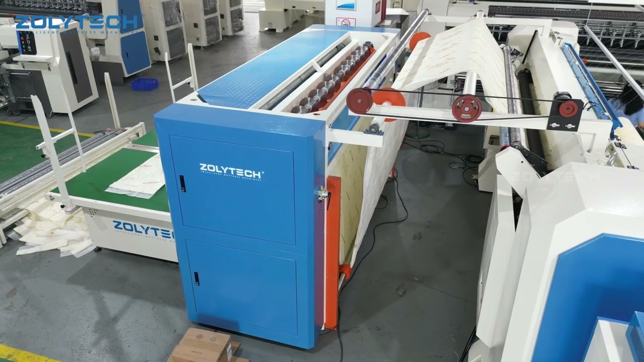 Computerized Multi-needle Quilting Machine WV12 + Cutting Machine CM2 for Mattress Quilting