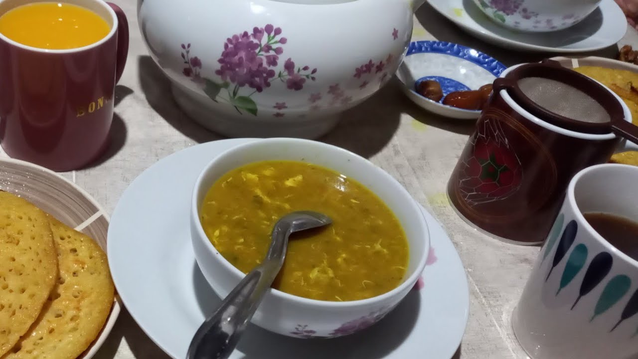 كيفية تحضير الحريرة المغربية في إفطار اليوم.مع البغرير بالزبدة والعسل +القهوة الصحية بالاعشاب..