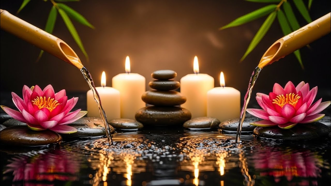 Relaxing Sleep Music + Bamboo Water Sounds 🌿 Deep Healing and Meditation Music Relax Mind Body, Spa