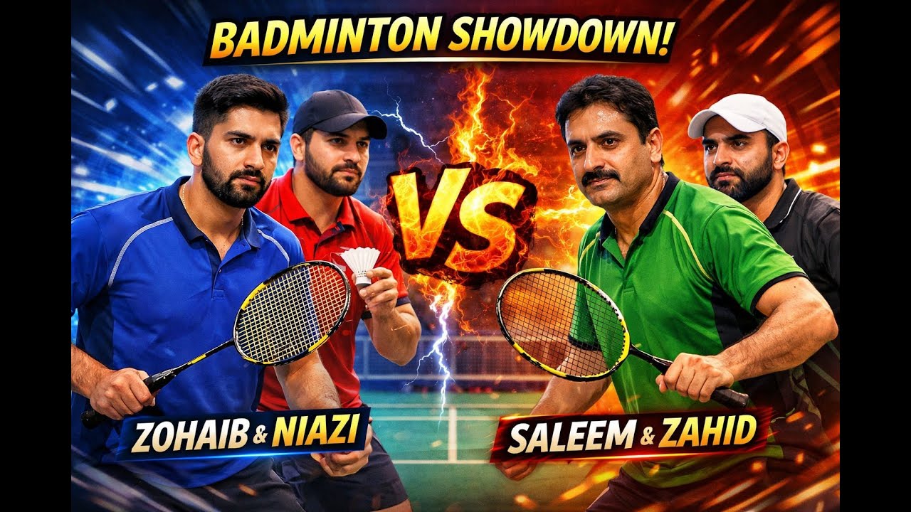 BADMINTON practice MATCH ZOHAIB & NIAZI VS SALEEM & ZAHID #viral #relatable #love #trending