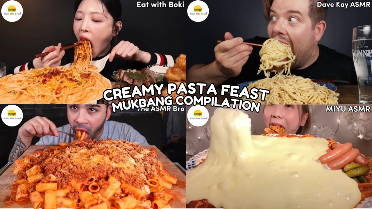 ASMR | CREAMY PASTA FEAST MUKBANG COMPILATION |