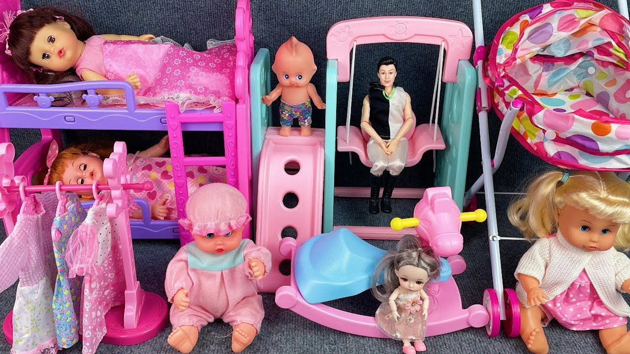 10 Minutes Satisfying with Unboxing Doll Bed & Slide Toys Set Review | ASMR 