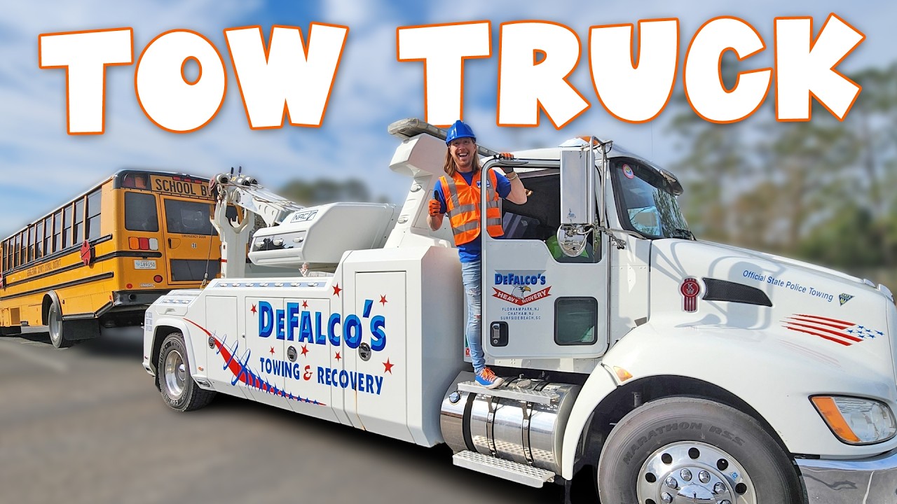Towing a School Bus! Handyman Hal Tow Truck Training