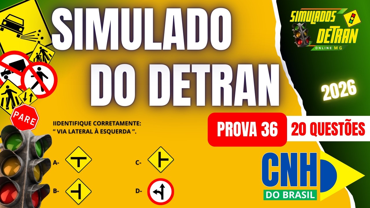 SIMULADO DO DETRAN 2026 - Novo EXAME PARA PROVA  - PROVA 36 #simuladodetran2026  #detran2026 ✅