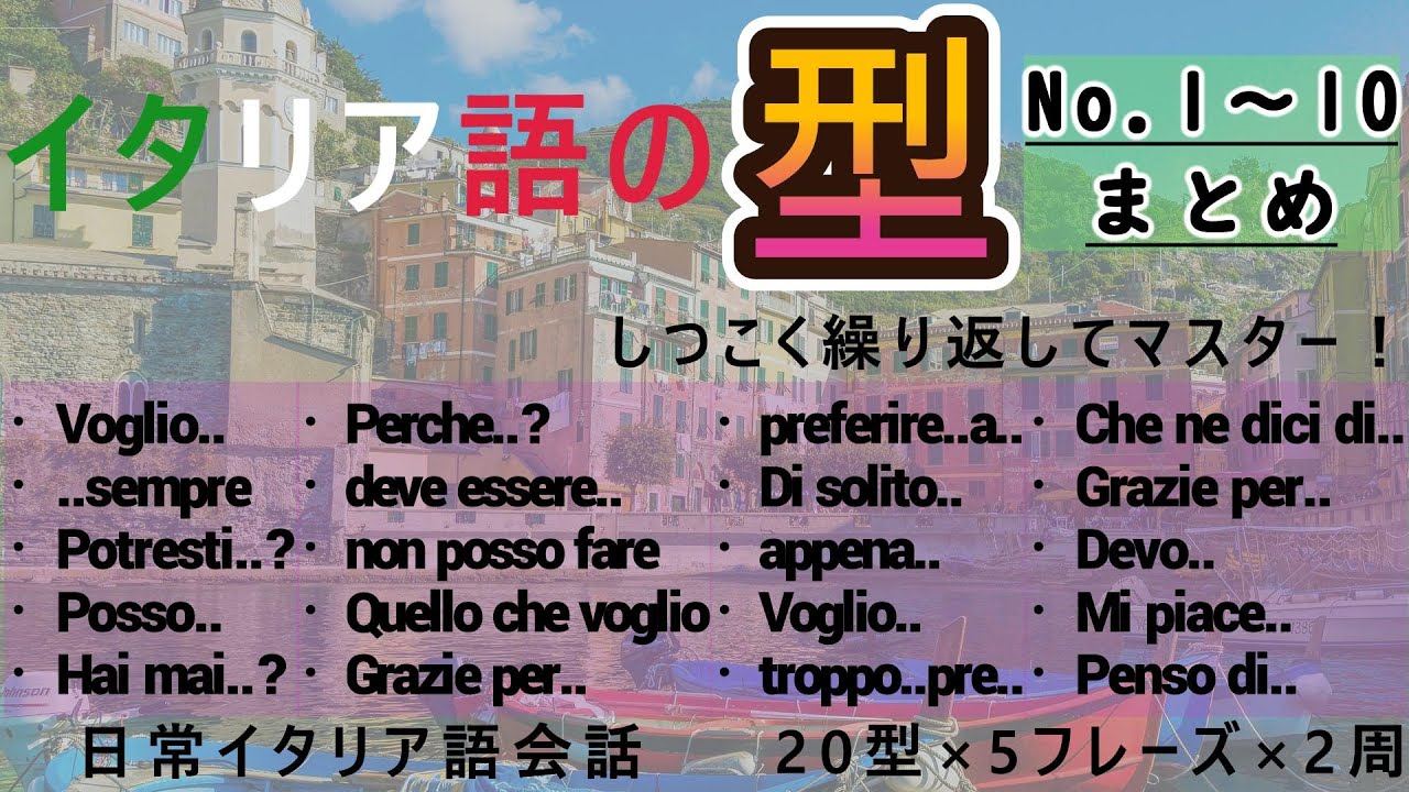 【聞き流し・睡眠学習】イタリア語の｢型｣  [001～010]簡単会話フレーズ！初心者用