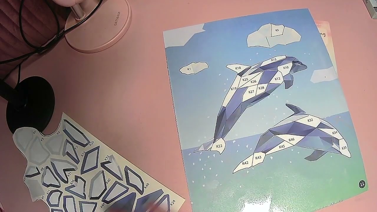 Relaxing Rain Sounds Glittery Dolphins Paint By Stickers ASMR