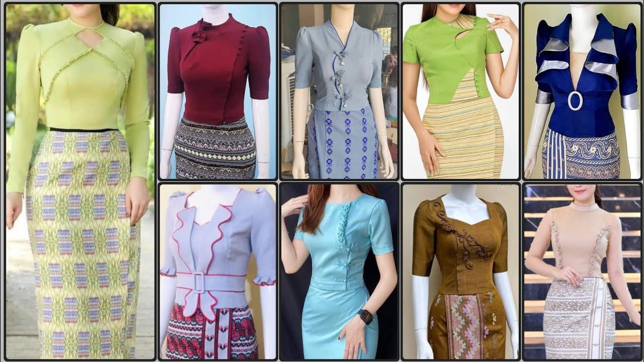 Casual Myanmar dress design | hrang hrang thar ber ber te mizo Myanmar dress