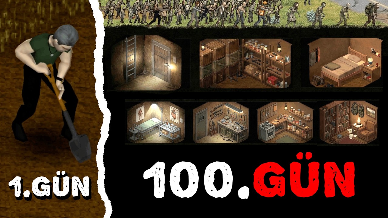 Project Zomboid'de Yer Altında 100 Gün Hayatta Kalmak
