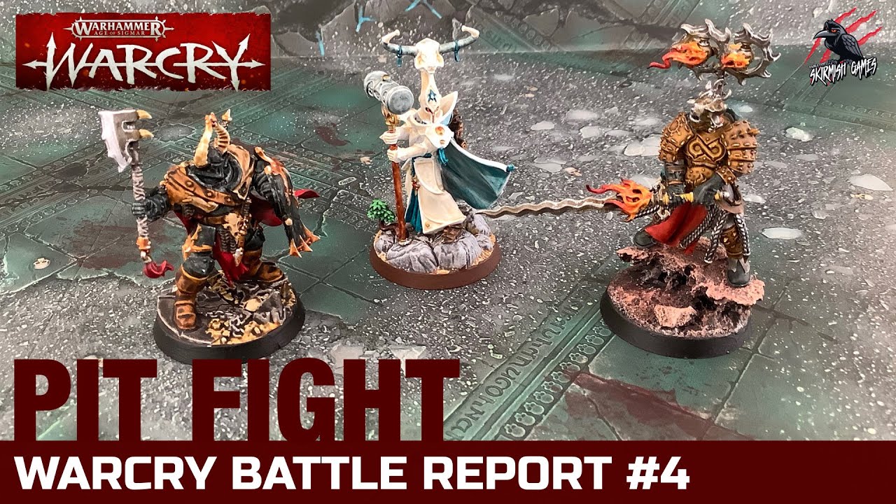 WARCRY BATTLE REPORT #4 - PIT FIGHT - Scions of the Flame, Lumineth, Slaves to Darkness - Warhammer