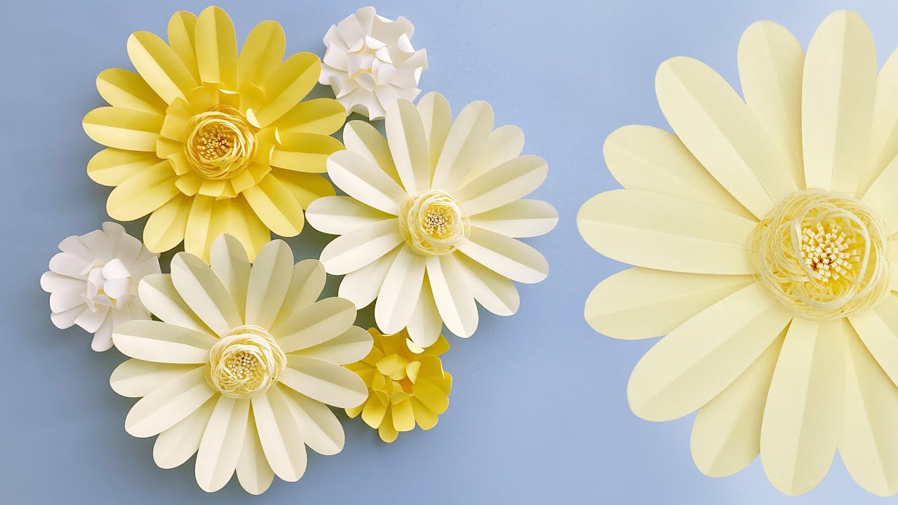 DIY Paper Flower Easy Yellow Daisies | Paper Flower Backdrop Tutorial | PaperLuv