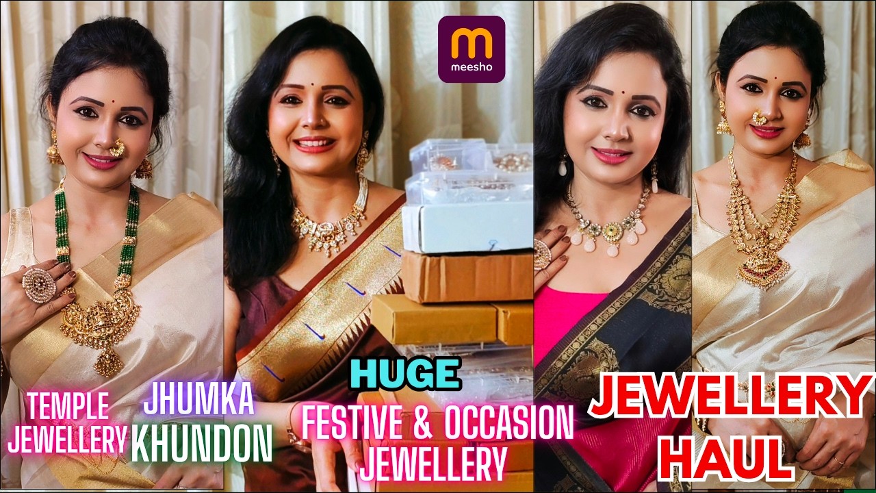 Jewellery meesho haul // Meesho haul //Festive & Occasion jewellery// long jewellery set, Kundan