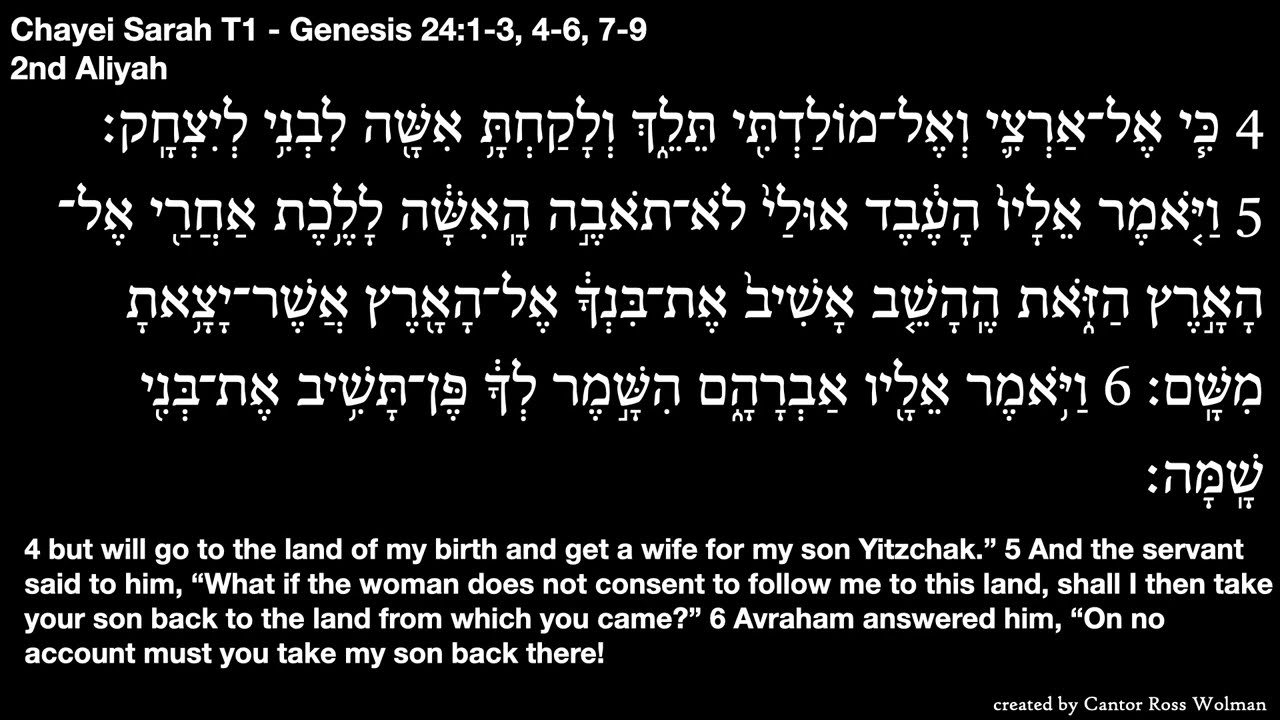 Torah Chayei Sarah T1 - Gen 24:1-3, 4-6, 7-9