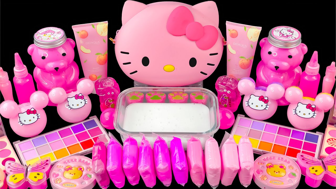 SLIME ASMR 💗💗 Hello Kitty Merah Muda Riasan: Membuat Slime dari Tanah Liat