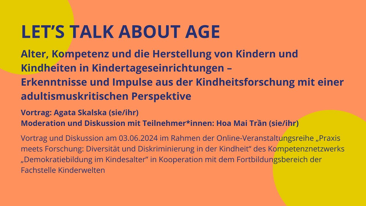 Let’s Talk about Age! Vortrag mit Agata Skalska (Moderation: Hoa Mai Trần)